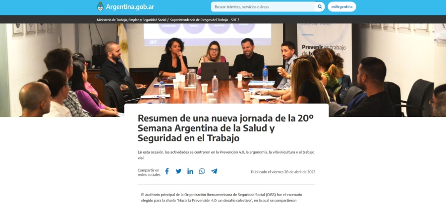 Presentación del proyecto normativo de Ergonomía en la Semana Argentina de la Salud y Seguridad en el Trabajo en la SRT